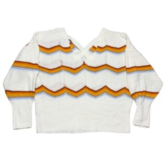 FCT With Love Sweater Ivory Striped Vintage Style Women's 1X - Picture 2 of 4